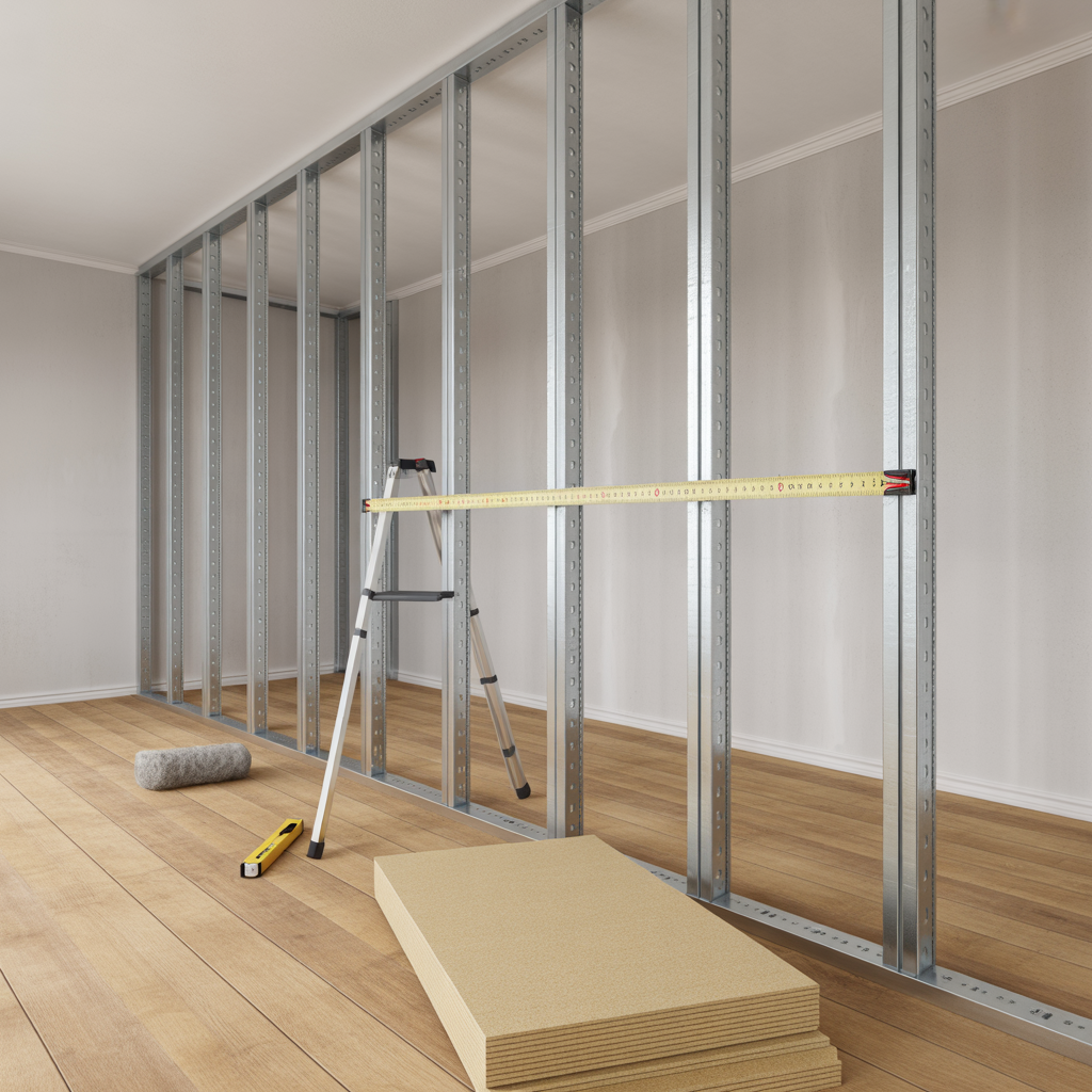 bygga innervagg med stalreglar kostnad matt och montering